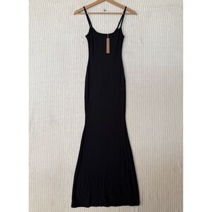 Skims Soft Lounge Petite Long Slip Dress Sleeveless Onyx Black Sz S Petite NWT